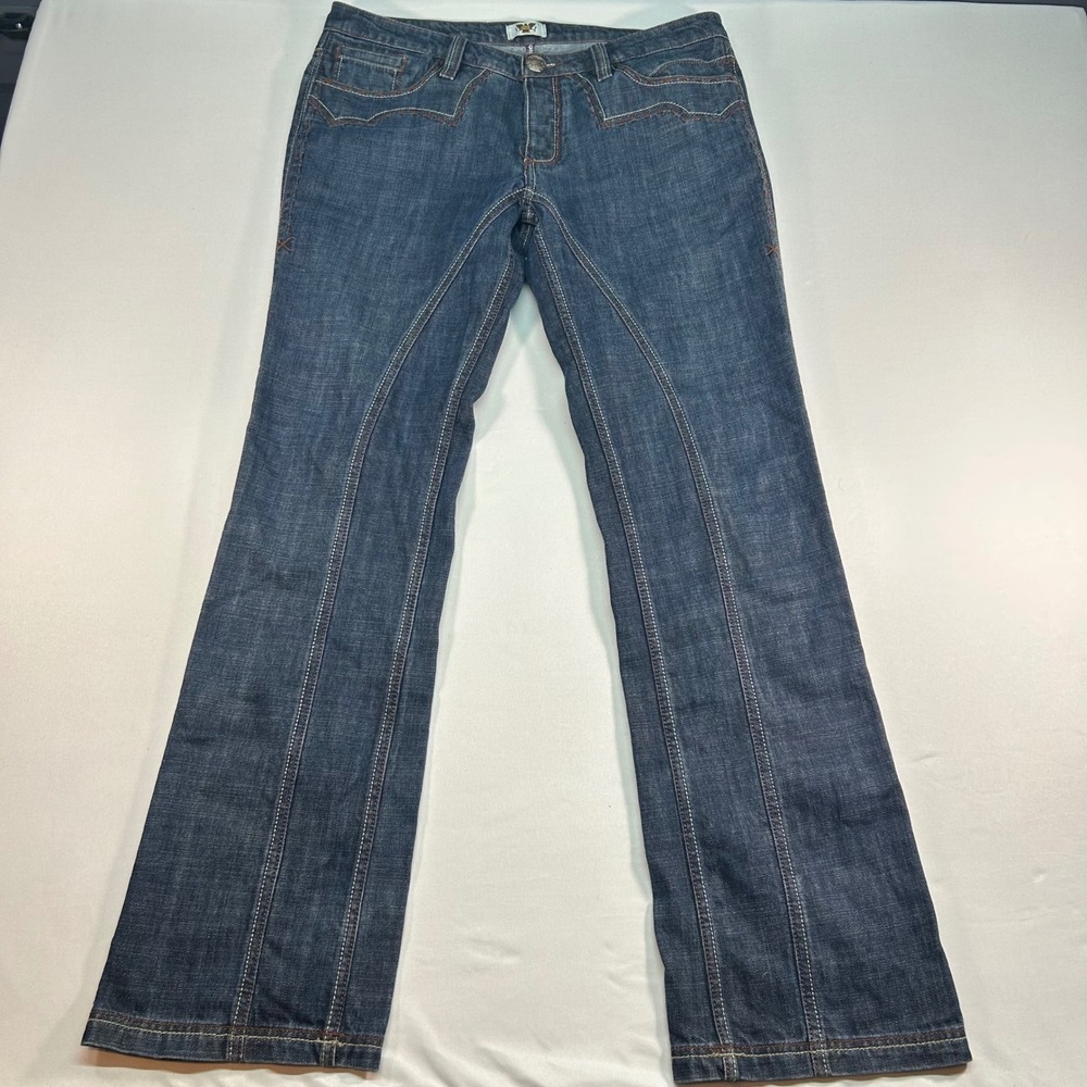 Antik Denim Mens 34 Dark Wash Straight Leg Jeans Embroidered Western Y2K Moto